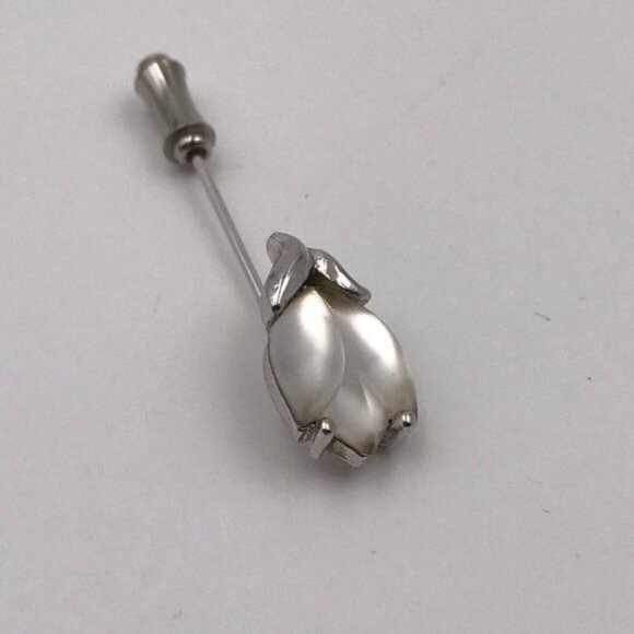 Whiting & Davis Frosted Tulip Stickpin Silver - Picture 8 of 14
